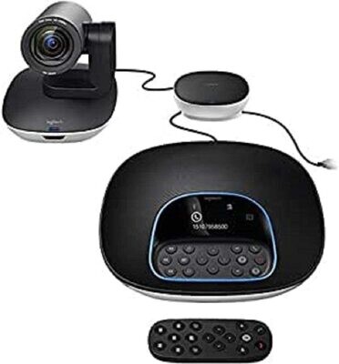 Logitech Group Système de Webcam Visioconférence, Full HD 1080p, Mise au Point Automatique, USB, Skype for Business, Teams, Zoom, Fuze, Hangouts Meet, Hardware, Cortana, Cisco Jabber, Portable/PC/Mac