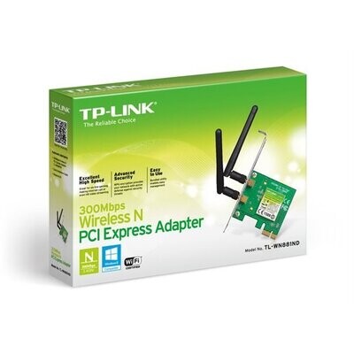 TP-Link Carte WiFi PC Adaptateur PCI Express (PCIe) N 300 Mbps avec Equerre Low Profile, Noir, TL-WN881ND