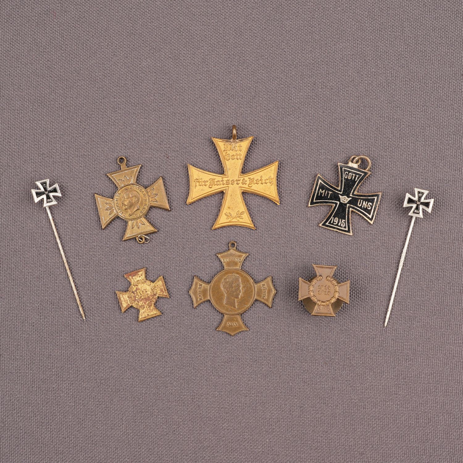 German Lot of Miniature Crosses and Pins, Krummacher St. Augustin WWI