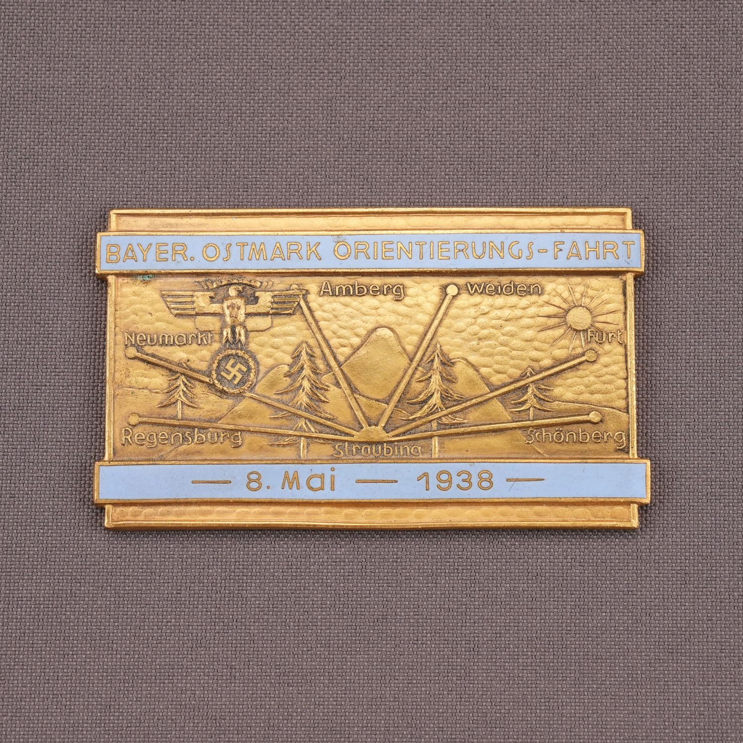 German Plaque - NSKK Bavarian Ostmark Orientation Drive, 8 May 1938 - Made by Carl Poellath