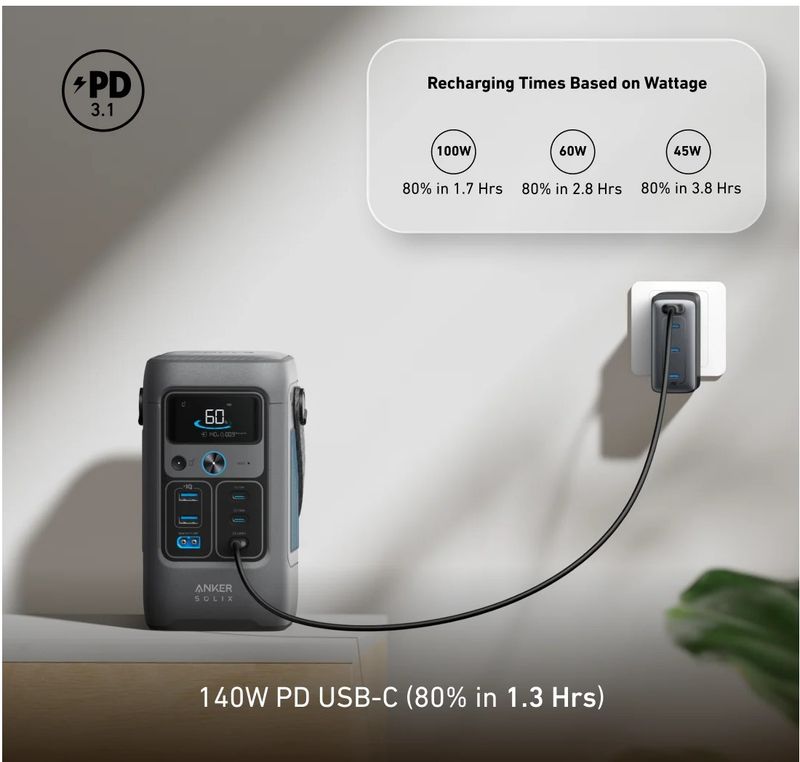 Anker SOLIX C200 DC Portable Power Station - 192Wh | 200W