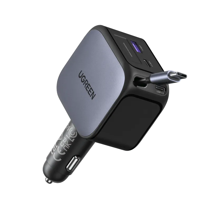 UGREEN Nexode 145W Car Charger with Retractable USB-C Cable