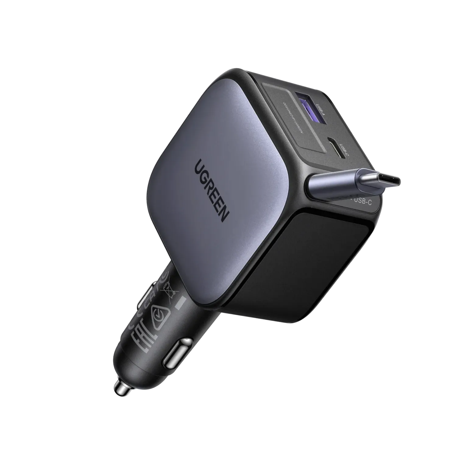 UGREEN Nexode Car Charger 90W with Retractable USB-C Cable