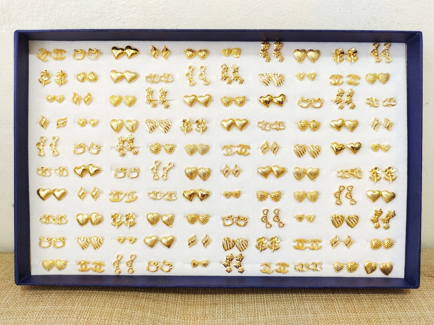 100 Pairs of Class B Bangkok Gold 14k Gold Plated Stud Earrings