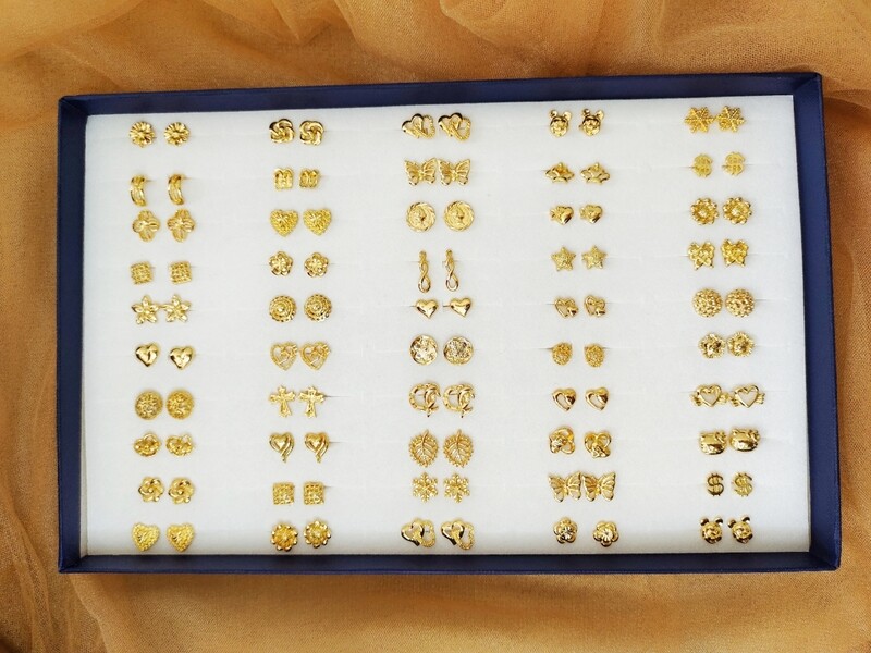 50 Pairs of Hongkong Gold 14k Gold Plated Stud Earrings