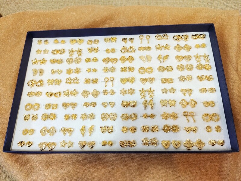 100 Pairs of Hongkok Gold 14k Gold Plated Stud Earrings