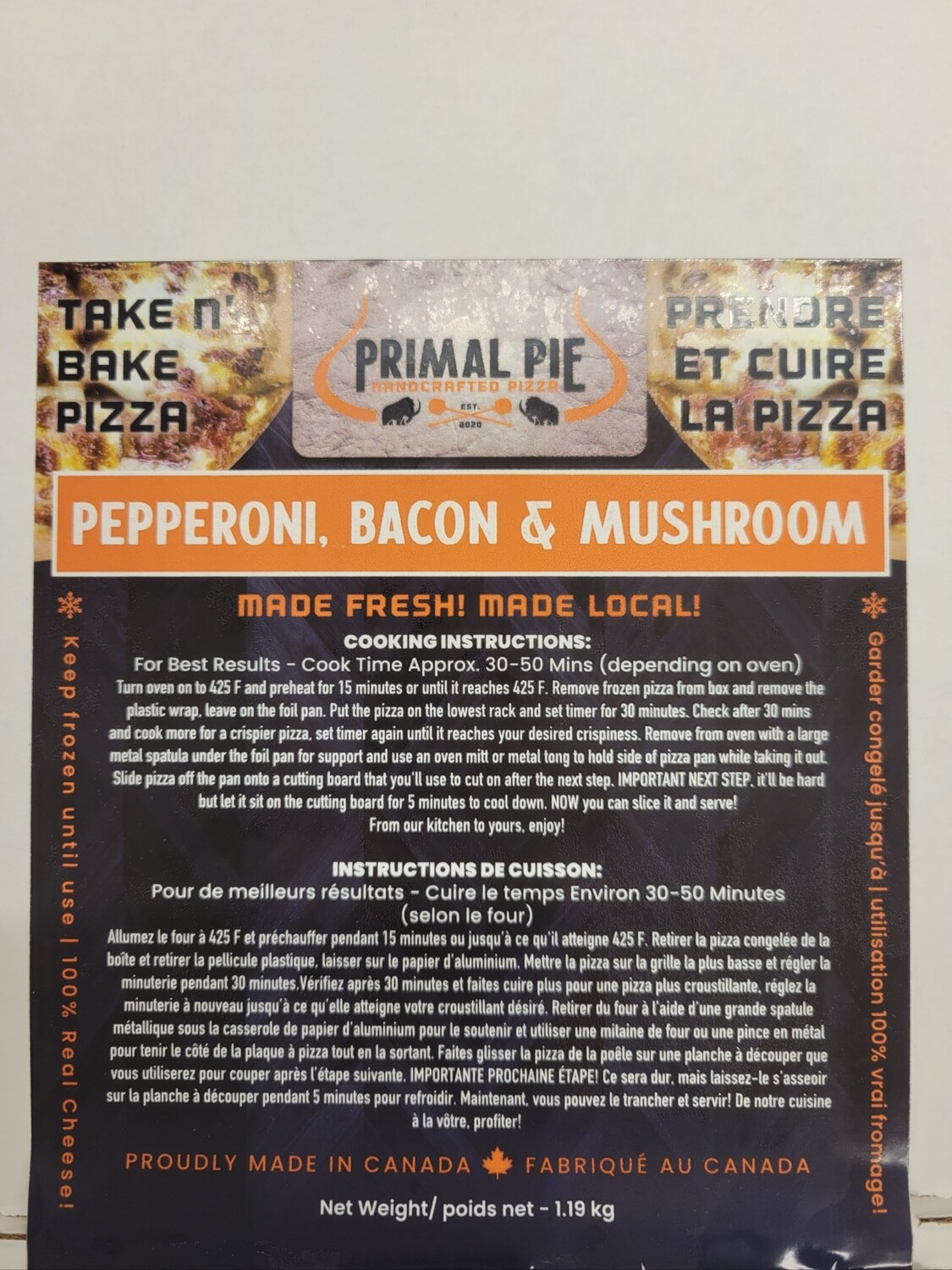 Pepperoni Bacon & Mushroom Pie