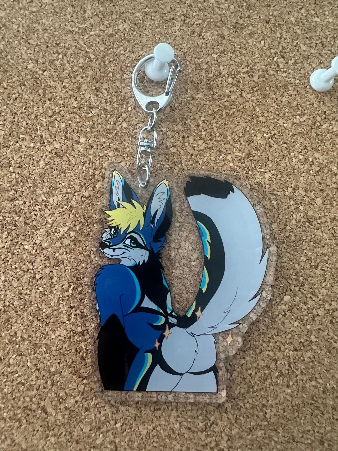 Mikes Showing off Acrylic Keychain