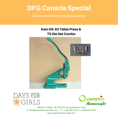 DFG KAM Snap Table Press Combo - DK93, T5 Plastic Snaps Die Set (3pc) &amp; Awl