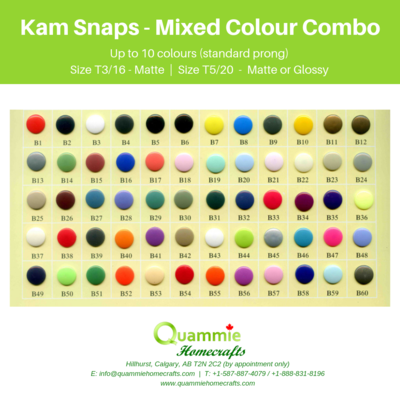 Kam Snaps - Mixed Colour Combo - up to 10 colours (standard prong)