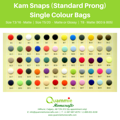 Kam Snaps - Single Colour (standard prong) - Choose Qty
