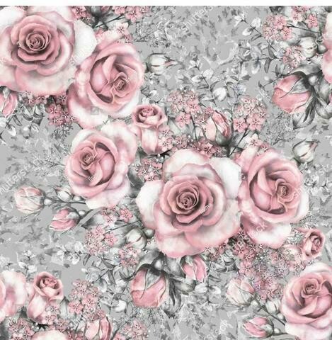 Cotton Lycra Jersey - Watercolour Blossoms (Small Scale)