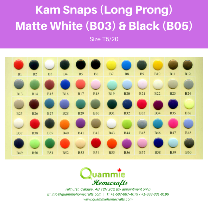 Kam Snaps - Glossy - Size T1 (Size 14) Long Prong - B03 White &amp; B05 Black