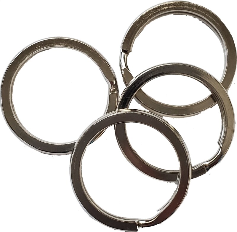 Split Key Rings, Flat - Silver, 1&quot; - 4 pack