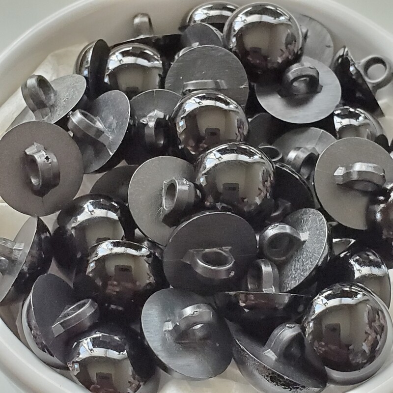 Buttons, Round Dome with Shank - Black (various sizes)