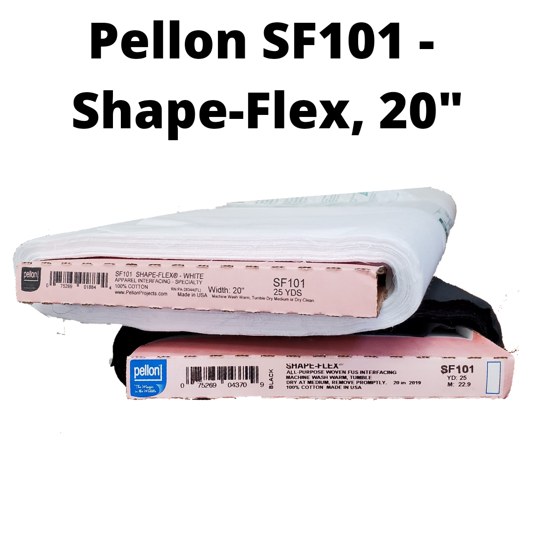 Pellon SF101 - Shape Flex - Fusible Interfacing, Woven - White or Black - 20" x 18"