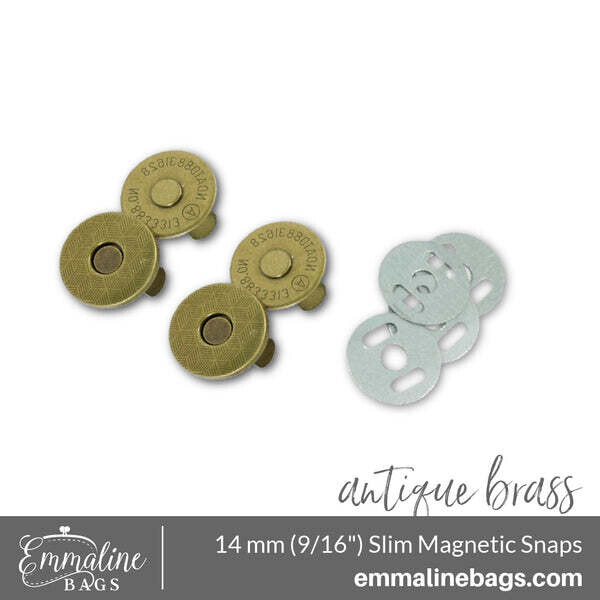 Emmaline Magnetic Snap Closures - Slim, with Prong Feet: 9/16" (14mm) - 2pk - Antique Brass