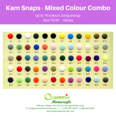 Kam Snaps - Mixed Colour Combo - up to 10 colours (long prong)