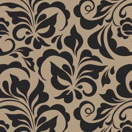 Burlap, Printed - Damask - per yard (47&quot;)