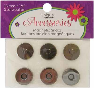 Magnetic Snaps - 3 pack, Gunmetal, 1/2"