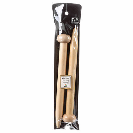 Wooden Knitting Needles, 9in - Size 35/20mm
