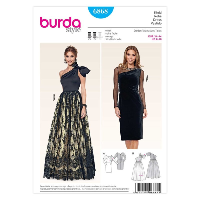 Ladies, Dress (Evening / Formal) - Burda Pattern 6868