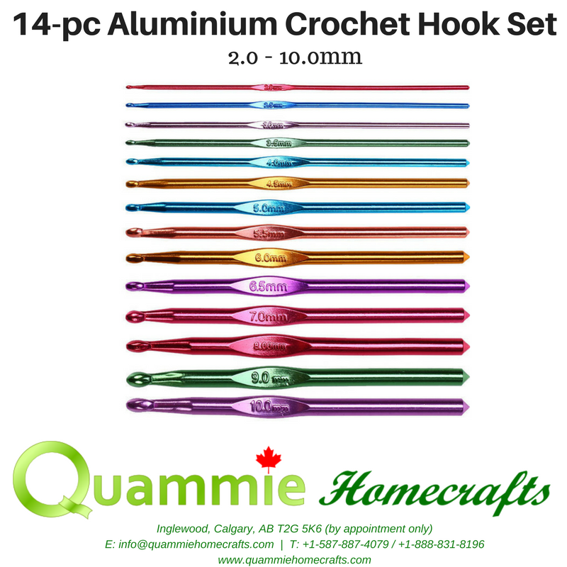 14-pc Aluminium Crochet Hook Set (2.0 - 10.0mm)