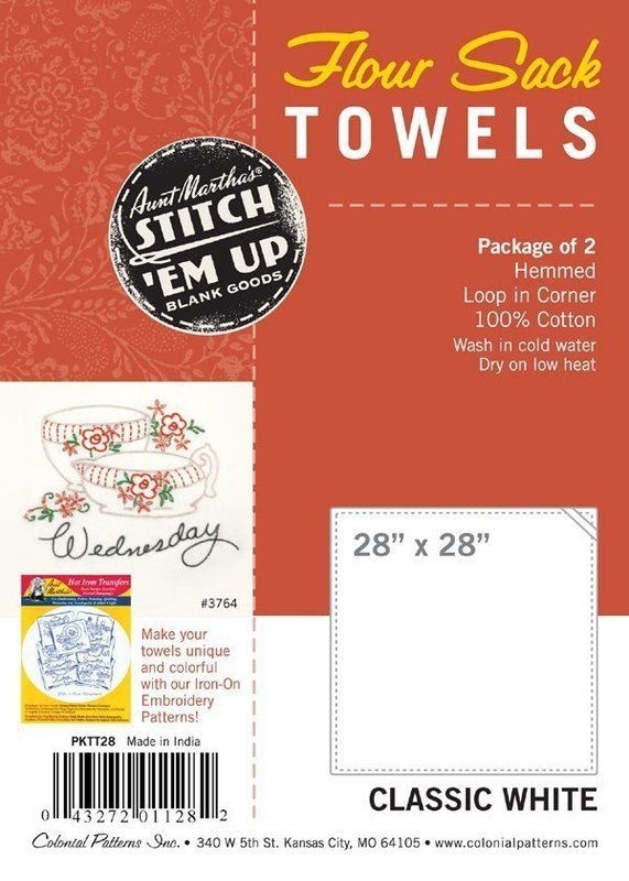 Aunt Martha&#39;s Flour Sack Towels - 28&quot; x 28&quot; (2 pk) - Classic White