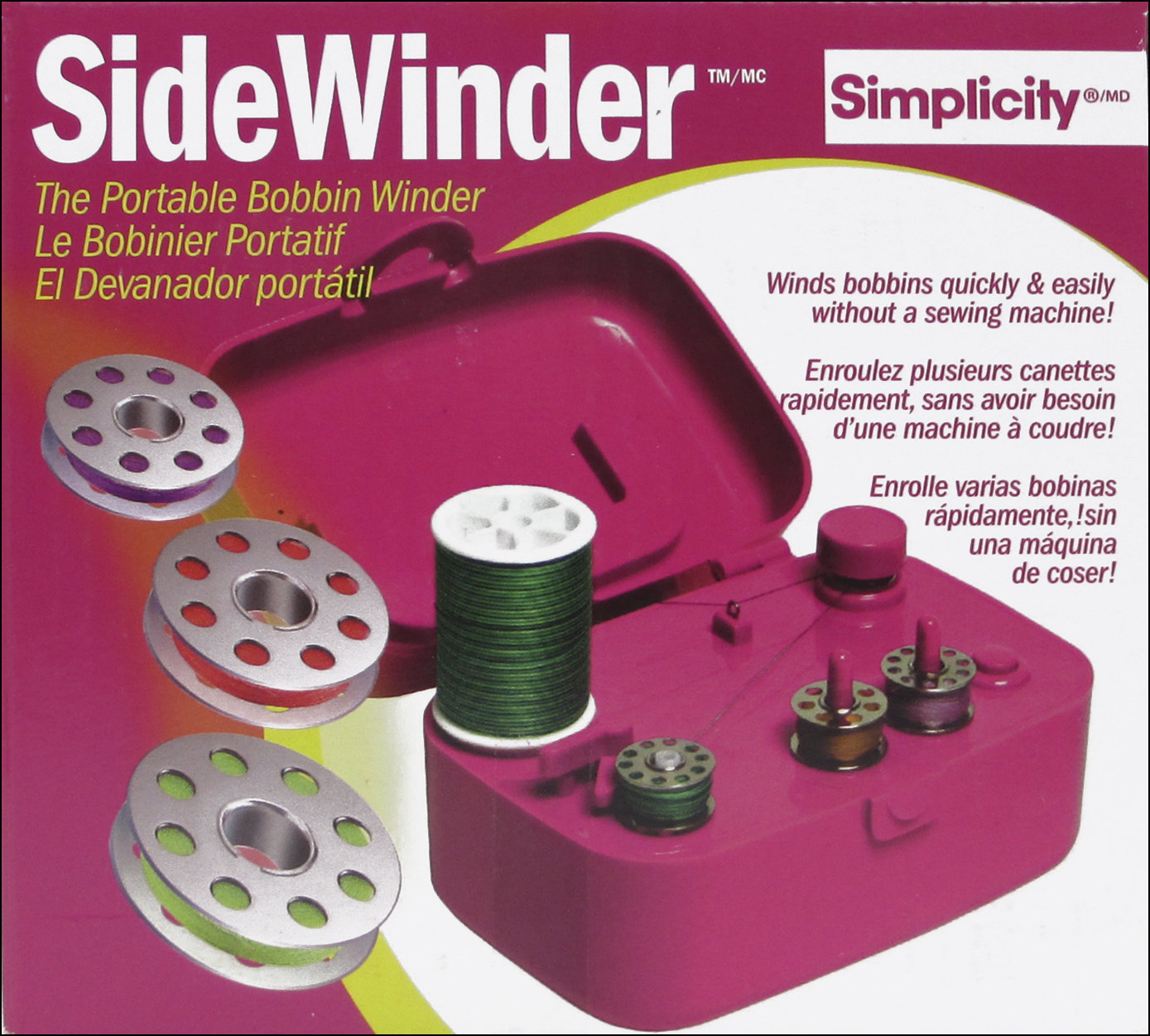 Simplicity SideWinder Portable Bobbin Winder - Fuschia