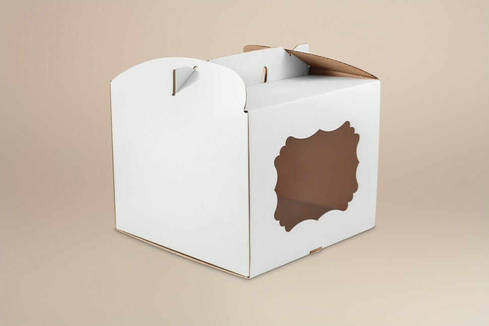Коробка для торта С ОКНОМ И РУЧКАМИ 30х30х30см 