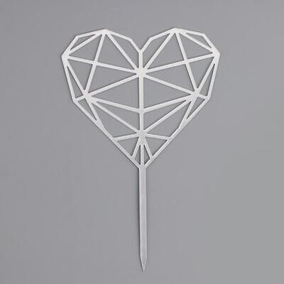 Топпер «Сердце», геометрия, цвет серебряный 13х19см