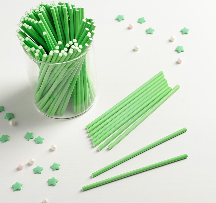 Палочки для кейкпопсов, 100шт, 10×0,2см, зелёный
