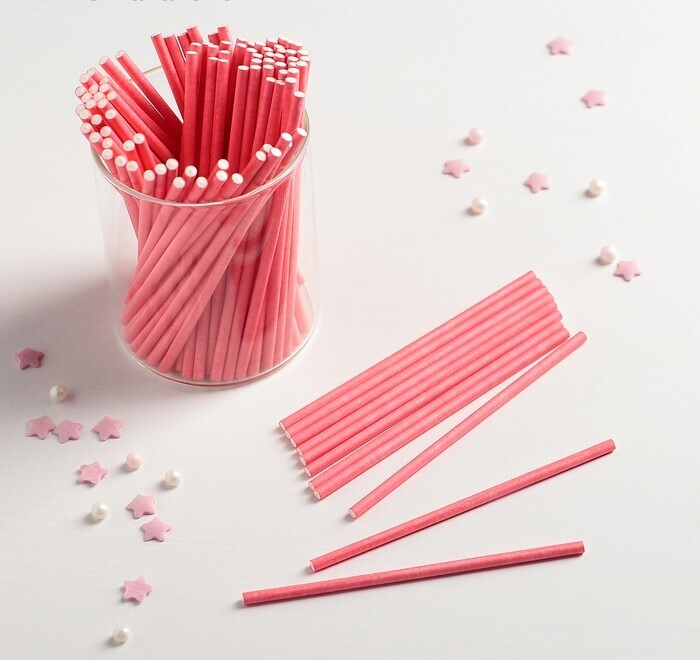 Палочки для кейкпопсов, 100шт, 10×0,2см, розовый