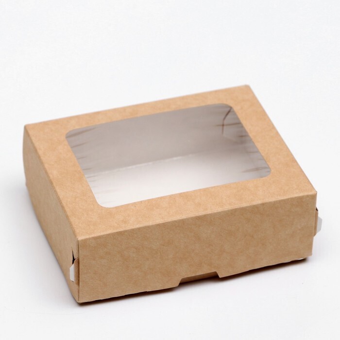 Коробка с окном крафт 10х8х3,5см 