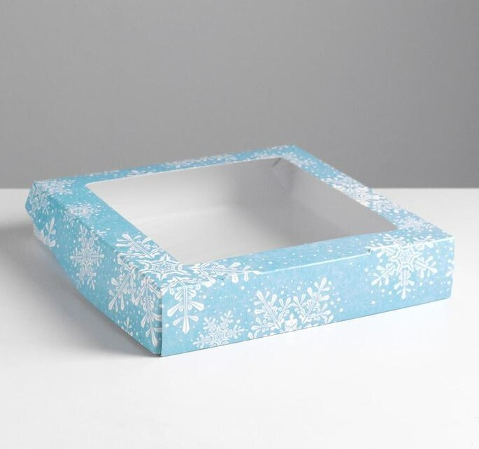 Коробка складная 20×20×4см «Снежинки» 