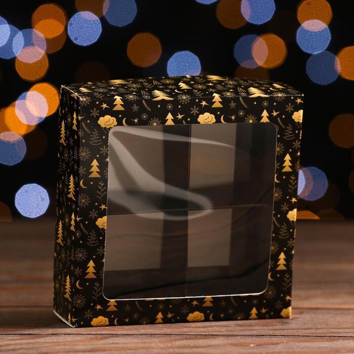 Коробка для 4-х конфет 12,6х12,6х3,5см "Счастливого Нового года"