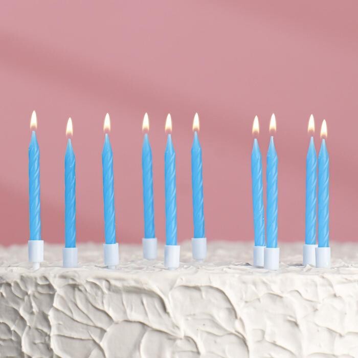 Свечи для торта "Неон", 10шт, синие, 7см 