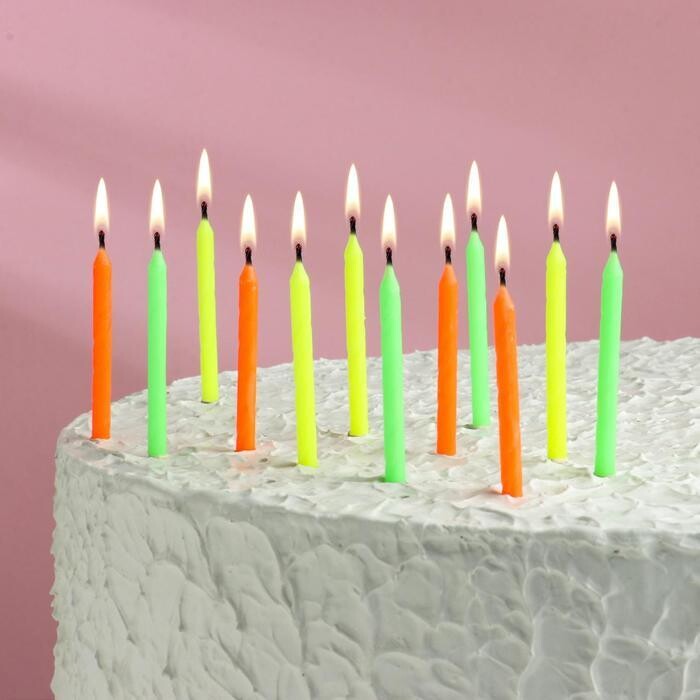 Свечи для торта "Красочные", 9см, 12шт 