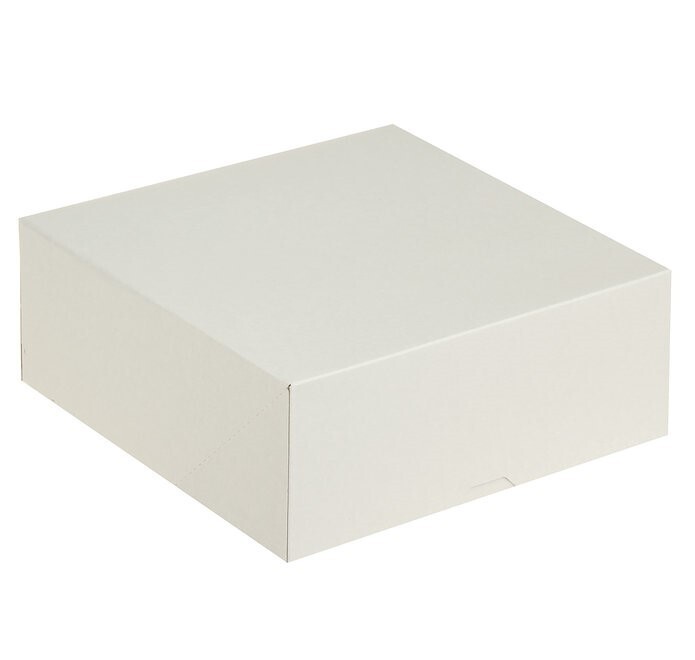 Коробка на 9 мест БЕЗ ОКНА, диаметр 25 см, высота 10 см, цвет белый
