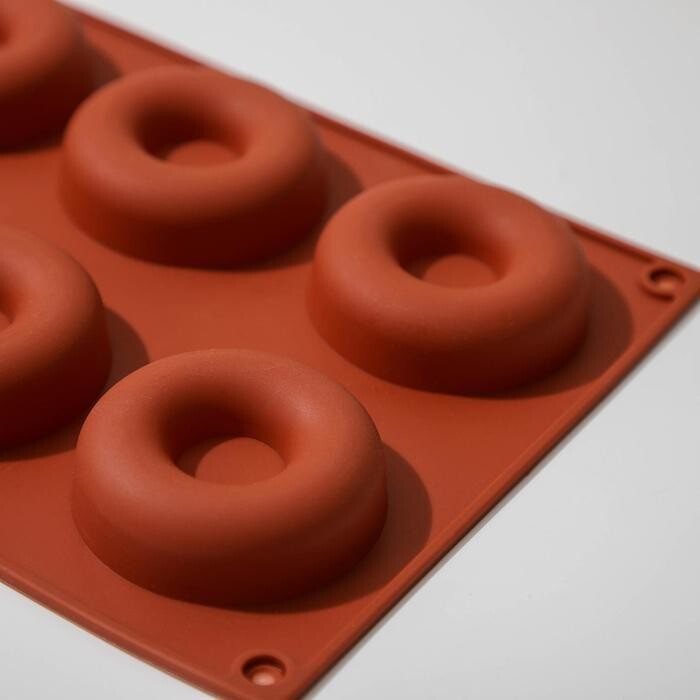 Силиконовая форма для выпечки «Пончики» d=6см 29×17см, 8 ячеек 