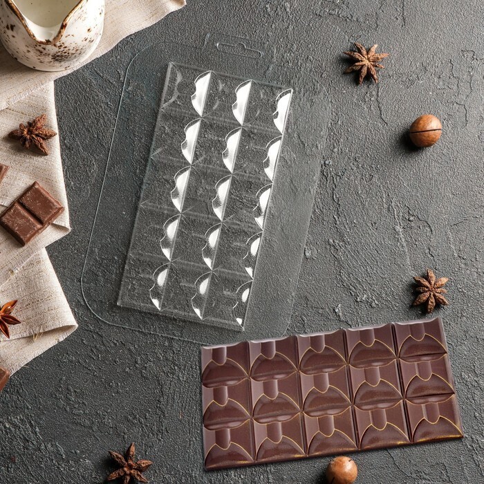 Форма для шоколада «Плитка Ночной Поцелуй», 17×8,5×1см 