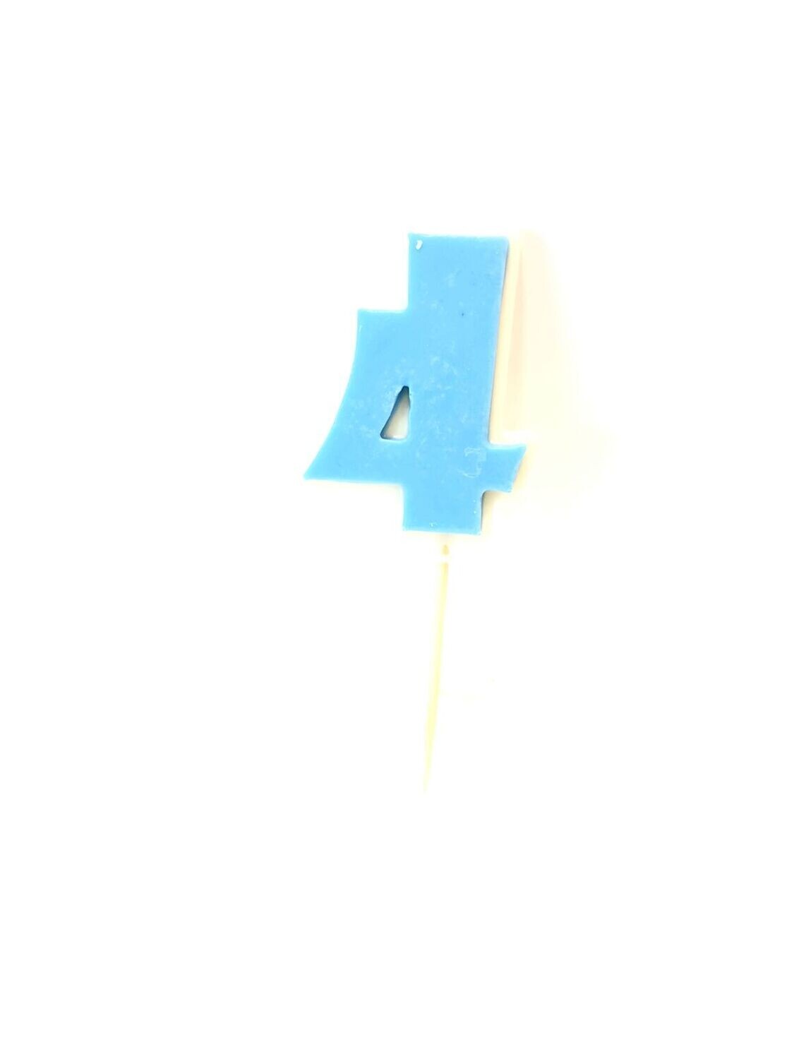 ГОЛУБАЯ Цифра "4" из шоколадной глазури на шпажке, высота цифры 4,5 см