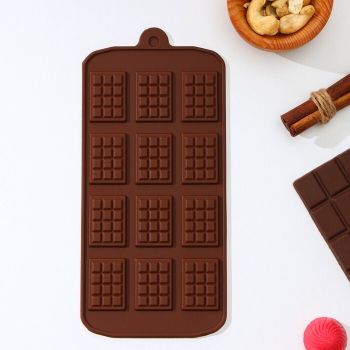 Форма для шоколада «Плитки», 21×11см, 12 ячеек 2,7×3,9 см
