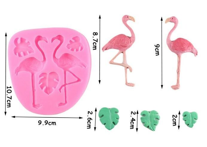 Молд силикон "Фламинго и пальмовые листья" 5 предметов