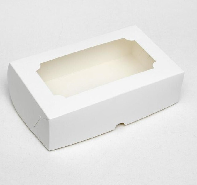 Кондитерская складная коробка под зефир ,белый, 25 х 15 х 7 см 