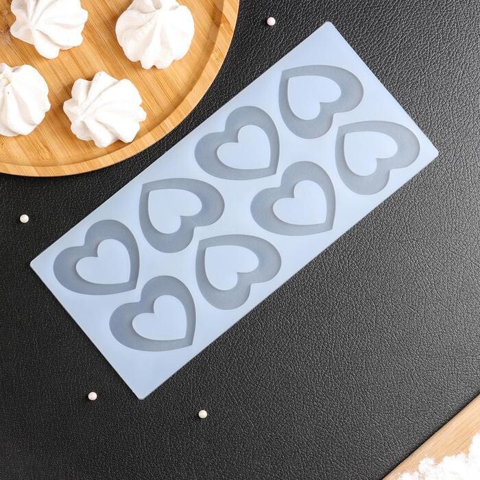 Силиконовая форма «Сердце», для шоколада, льда, мастики, 8 ячеек, 24×11 см