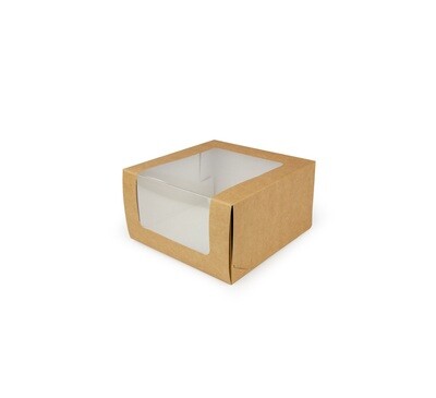 Коробка КРАФТ для торта с окном 18х18x10см