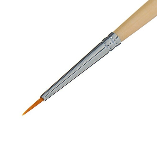 Кисть № 00, синтетика, круглая, короткая ручка, d=1 мм, покрытая лаком, "Сонет"