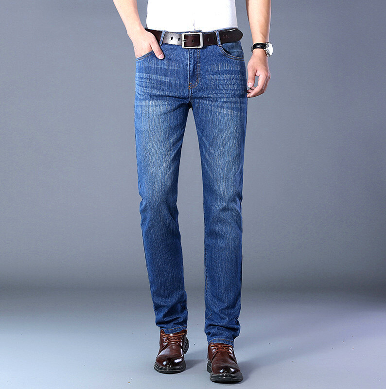 Autumn Men&#39;s Jeans Straight Leg Business Loose Pants Middle-aged Men&#39;s Stretch Casual
