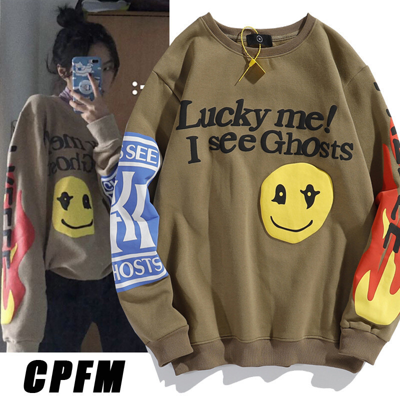 Smiley Love Graffiti Sweater Loose Round Neck Foam Print Sweater One Piece
